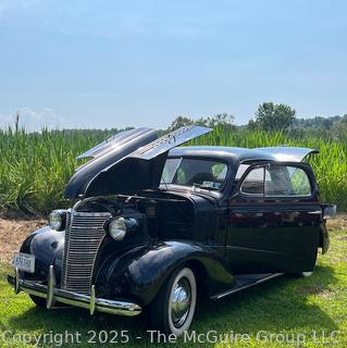 1938 Chevrolet Master Deluxe Capitol Two (2) Door Sedan. Body by Fisher G87, Style # 38-1017, Trim # 76 and Paint # 301.  See All Photos in the Gallery. <br>

<br><br>

Removal Options:<br><br> Sat (Nov 8) & Sun (Nov 9) 11-3pm, 56 Scotch Hill Rd., Cambridge NY 12816<br><br>

Sat (Nov 15) 12-2pm, TMG Warehouse, 2800 Juniper St., Fairfax, VA 22031<br><br>

Request Shipping (david@themcguiregroupllc.com)
