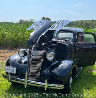 1938 Chevrolet Master Deluxe Capitol Two (2) Door Sedan. Body by Fisher G87, Style # 38-1017, Trim # 76 and Paint # 301.  See All Photos in the Gallery. <br>

<br><br>

Removal Options:<br><br> Sat (Nov 8) & Sun (Nov 9) 11-3pm, 56 Scotch Hill Rd., Cambridge NY 12816<br><br>

Sat (Nov 15) 12-2pm, TMG Warehouse, 2800 Juniper St., Fairfax, VA 22031<br><br>

Request Shipping (david@themcguiregroupllc.com)

