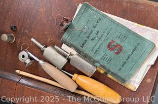 Vintage SINGER "Red Eye" Model Treadle Sewing Machine and Cabinet w/ Accessories.<br>

<br><br>

Removal Options:<br><br> Sat (Nov 8) & Sun (Nov 9) 11-3pm, 56 Scotch Hill Rd., Cambridge NY 12816<br><br>

Sat (Nov 15) 12-2pm, TMG Warehouse, 2800 Juniper St., Fairfax, VA 22031<br><br>

Request Shipping (david@themcguiregroupllc.com)