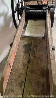 1870's Hand-Powered Stalk Cutting Machine<br>

<br><br>

Removal Options:<br><br> Sat (Nov 8) & Sun (Nov 9) 11-3pm, 56 Scotch Hill Rd., Cambridge NY 12816<br><br>

Sat (Nov 15) 12-2pm, TMG Warehouse, 2800 Juniper St., Fairfax, VA 22031<br><br>

Request Shipping (david@themcguiregroupllc.com)