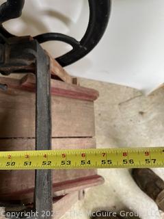 1870's Hand-Powered Stalk Cutting Machine<br>

<br><br>

Removal Options:<br><br> Sat (Nov 8) & Sun (Nov 9) 11-3pm, 56 Scotch Hill Rd., Cambridge NY 12816<br><br>

Sat (Nov 15) 12-2pm, TMG Warehouse, 2800 Juniper St., Fairfax, VA 22031<br><br>

Request Shipping (david@themcguiregroupllc.com)