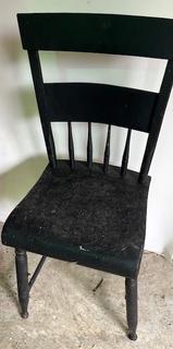 Black Painted Half-Spindle Back Plank Side Chair <br>

<br><br>

Removal Options:<br><br> Sat (Nov 8) & Sun (Nov 9) 11-3pm, 56 Scotch Hill Rd., Cambridge NY 12816<br><br>

Sat (Nov 15) 12-2pm, TMG Warehouse, 2800 Juniper St., Fairfax, VA 22031<br><br>

Request Shipping (david@themcguiregroupllc.com)