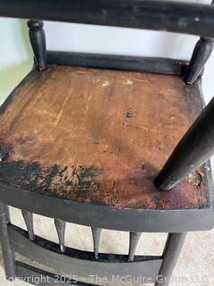 Black Painted Half-Spindle Back Plank Side Chair <br>

<br><br>

Removal Options:<br><br> Sat (Nov 8) & Sun (Nov 9) 11-3pm, 56 Scotch Hill Rd., Cambridge NY 12816<br><br>

Sat (Nov 15) 12-2pm, TMG Warehouse, 2800 Juniper St., Fairfax, VA 22031<br><br>

Request Shipping (david@themcguiregroupllc.com)