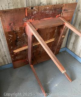 Primitive Farmhouse Drop Leaf Work Table w/ Skirt and Square Legs.  Top is Bowed As Shown in Photos<br>

<br><br>

Removal Options:<br><br> Sat (Nov 8) & Sun (Nov 9) 11-3pm, 56 Scotch Hill Rd., Cambridge NY 12816<br><br>

Sat (Nov 15) 12-2pm, TMG Warehouse, 2800 Juniper St., Fairfax, VA 22031<br><br>

Request Shipping (david@themcguiregroupllc.com) 