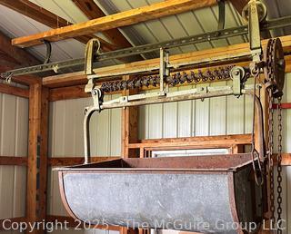 Hay or Manure Carrier System Used in Barns.  System Comprised of a Large Metal Tub Suspended From a Track or Rail. <br>

<br><br>

Removal Options:<br><br> Sat (Nov 8) & Sun (Nov 9) 11-3pm, 56 Scotch Hill Rd., Cambridge NY 12816<br><br>

Sat (Nov 15) 12-2pm, TMG Warehouse, 2800 Juniper St., Fairfax, VA 22031<br><br>

Request Shipping (david@themcguiregroupllc.com)