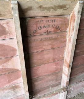 Wooden Sheep Stanchion with Original Stenciling Mid 19th C H. D Babcock Leonardsville NY<br>

<br><br>

Removal Options:<br><br> Sat (Nov 8) & Sun (Nov 9) 11-3pm, 56 Scotch Hill Rd., Cambridge NY 12816<br><br>

Sat (Nov 15) 12-2pm, TMG Warehouse, 2800 Juniper St., Fairfax, VA 22031<br><br>

Request Shipping (david@themcguiregroupllc.com) 