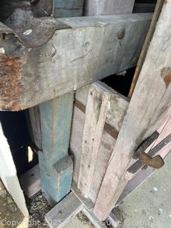 Wooden Sheep Stanchion with Original Stenciling Mid 19th C H. D Babcock Leonardsville NY<br>

<br><br>

Removal Options:<br><br> Sat (Nov 8) & Sun (Nov 9) 11-3pm, 56 Scotch Hill Rd., Cambridge NY 12816<br><br>

Sat (Nov 15) 12-2pm, TMG Warehouse, 2800 Juniper St., Fairfax, VA 22031<br><br>

Request Shipping (david@themcguiregroupllc.com) 