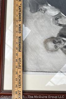 Framed Under Glass Charcoal on Paper of Men at Desk Signed by Artist Jennie Mae McGuire (WAS 0689) <br>

<br><br>

Removal Options:<br><br> Sat (Nov 8) & Sun (Nov 9) 11-3pm, 56 Scotch Hill Rd., Cambridge NY 12816<br><br>

Sat (Nov 15) 12-2pm, TMG Warehouse, 2800 Juniper St., Fairfax, VA 22031<br><br>

Request Shipping (david@themcguiregroupllc.com)