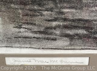 Framed Under Glass Charcoal on Paper of Boats Signed by Artist Jennie Mae McGuire 2 Sided (WAS 675 and 678) <br> 

<br><br>

Removal Options:<br><br> Sat (Nov 8) & Sun (Nov 9) 11-3pm, 56 Scotch Hill Rd., Cambridge NY 12816<br><br>

Sat (Nov 15) 12-2pm, TMG Warehouse, 2800 Juniper St., Fairfax, VA 22031<br><br>

Request Shipping (david@themcguiregroupllc.com)