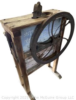 Hand Cranked Corn Sheller Made by The Eddy Plow Co. Greenwich NY.  Original Paint and Stenciling <br>

<br><br>

Removal Options:<br><br> Sat (Nov 8) & Sun (Nov 9) 11-3pm, 56 Scotch Hill Rd., Cambridge NY 12816<br><br>

Sat (Nov 15) 12-2pm, TMG Warehouse, 2800 Juniper St., Fairfax, VA 22031<br><br>

Request Shipping (david@themcguiregroupllc.com)