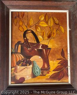 Framed Still Life. Oil on Artists Board.  Signed Lower Right Ted Morrow 1963 <br>

<br><br>

Removal Options:<br><br> Sat (Nov 8) & Sun (Nov 9) 11-3pm, 56 Scotch Hill Rd., Cambridge NY 12816<br><br>

Sat (Nov 15) 12-2pm, TMG Warehouse, 2800 Juniper St., Fairfax, VA 22031<br><br>

Request Shipping (david@themcguiregroupllc.com) 