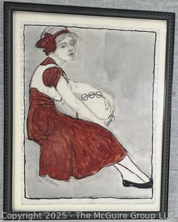 Framed Under Glass Charcoal and Crayon on Paper Titled, "Young Lady Wishing Her Dance Card Was Full" Signed Jennie Mae McGuire (WAS 719)<br>

<br><br>

Removal Options:<br><br> Sat (Nov 8) & Sun (Nov 9) 11-3pm, 56 Scotch Hill Rd., Cambridge NY 12816<br><br>

Sat (Nov 15) 12-2pm, TMG Warehouse, 2800 Juniper St., Fairfax, VA 22031<br><br>

