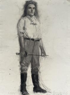 Unframed Charcoal on Paper of Male Equestrian with Crop, Male Nude on Verso. Jennie Mae McGuire Circa 1915 (WAS 741)<br>

<br><br>

Removal Options:<br><br> Sat (Nov 8) & Sun (Nov 9) 11-3pm, 56 Scotch Hill Rd., Cambridge NY 12816<br><br>

Sat (Nov 15) 12-2pm, TMG Warehouse, 2800 Juniper St., Fairfax, VA 22031<br><br>

Request Shipping (david@themcguiregroupllc.com)