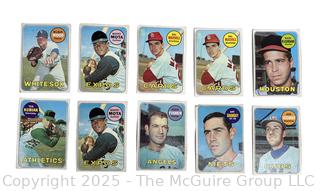 Ten (10) Baseball Cards Including Wilber Wood, Manny Mota, Dal Maxville, Wade Blasingame, Ted Kubiak, Eddie Fisher, Art Shamsky and Don Kessinger
