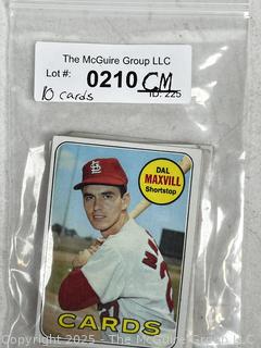 Ten (10) Baseball Cards Including Wilber Wood, Manny Mota, Dal Maxville, Wade Blasingame, Ted Kubiak, Eddie Fisher, Art Shamsky and Don Kessinger