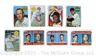 Eight (8) Baseball Cards. Larry Miller, Ron Willis, Jim Grant, Hal Lanier, Dick McAuliffe, Ray Fosse, Bill Harrelson 