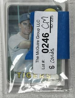 Eight (8) Baseball Cards. Larry Miller, Ron Willis, Jim Grant, Hal Lanier, Dick McAuliffe, Ray Fosse, Bill Harrelson 