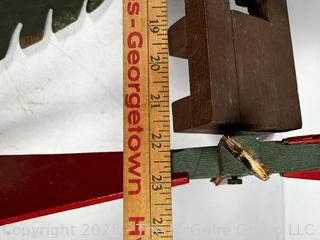 Folk Art Whirligig Man & Woman Sawing Wood.  Needs repair. 
