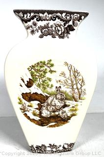 Porcelain Spode Woodland Snowshoe Rabbit Vase.  11" tall