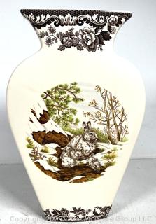 Porcelain Spode Woodland Snowshoe Rabbit Vase.  11" tall