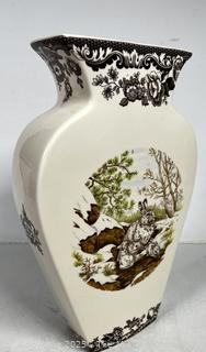 Porcelain Spode Woodland Snowshoe Rabbit Vase.  11" tall