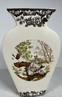 Porcelain Spode Woodland Snowshoe Rabbit Vase.  11" tall
