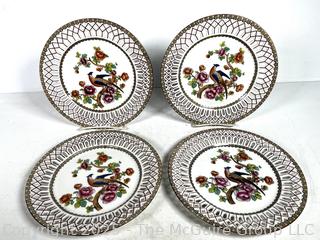 Set of Four (4) Victoria Austria Open Work Pheasant Plates