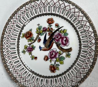 Set of Four (4) Victoria Austria Open Work Pheasant Plates