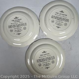 Three (3) Wedgwood Williamsburg Restoration Porcelain Plates