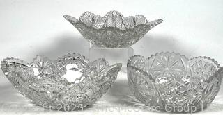 Three (3) Crystal Serving Bowls