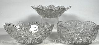 Three (3) Crystal Serving Bowls