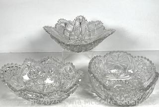 Three (3) Crystal Serving Bowls