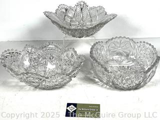 Three (3) Crystal Serving Bowls