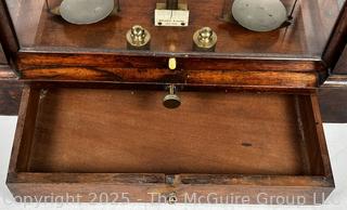 19th Century Becker & Sons Gold Apothecary Scale in Mahogany Glass Case