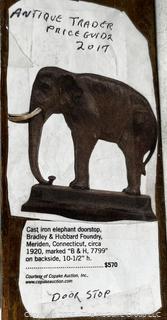 Bradley and Hubbard Cast Iron Elephant Door Stop