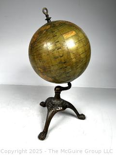 Terrestrial Table Globe on Iron Tripod Stand by C.S. Hammond & Co. 8" Diameter