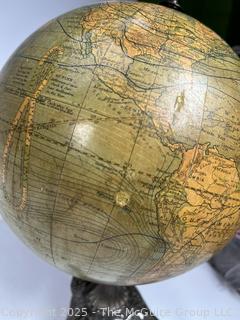 Terrestrial Table Globe on Iron Tripod Stand by C.S. Hammond & Co. 8" Diameter
