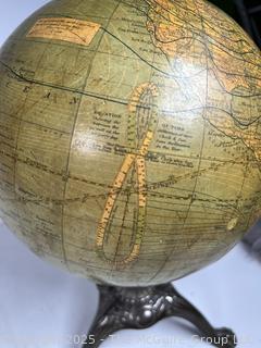 Terrestrial Table Globe on Iron Tripod Stand by C.S. Hammond & Co. 8" Diameter