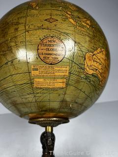 Terrestrial Table Globe on Iron Tripod Stand by C.S. Hammond & Co. 8" Diameter