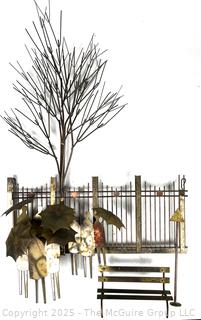 Curtis Jere Rainy Day At Bus Stop Brass And Wire Wall Art Sculpture