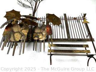 Curtis Jere Rainy Day At Bus Stop Brass And Wire Wall Art Sculpture