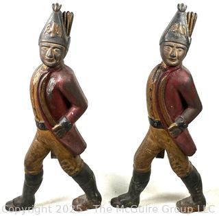 Pair Of American Cast Iron Hessian Soldier Andirons