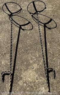 Two (2) Iron Garden Plant Stands