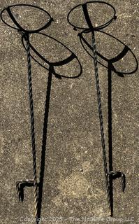 Two (2) Iron Garden Plant Stands