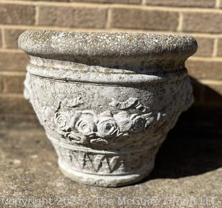 Concrete Garden Urn Planter. 12" Tall, 15" Diameter