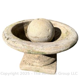 Cast Concrete Low Sphere Fountain. Some Cracks In Concrete