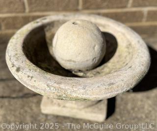 Cast Concrete Low Sphere Fountain. Some Cracks In Concrete