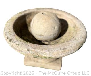 Cast Concrete Low Sphere Fountain. Some Cracks In Concrete