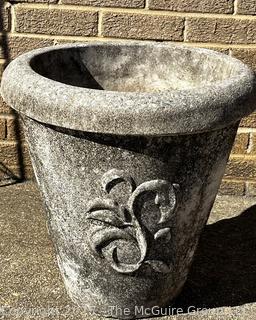 Large Sculptural Concrete Planter by Nina Studio Quakertown, PA . First of Two Offered in this Auction. 20" Tall, 20" Diameter