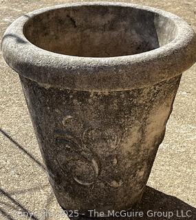Large Sculptural Concrete Planter by Nina Studio Quakertown, PA . First of Two Offered in this Auction. 20" Tall, 20" Diameter